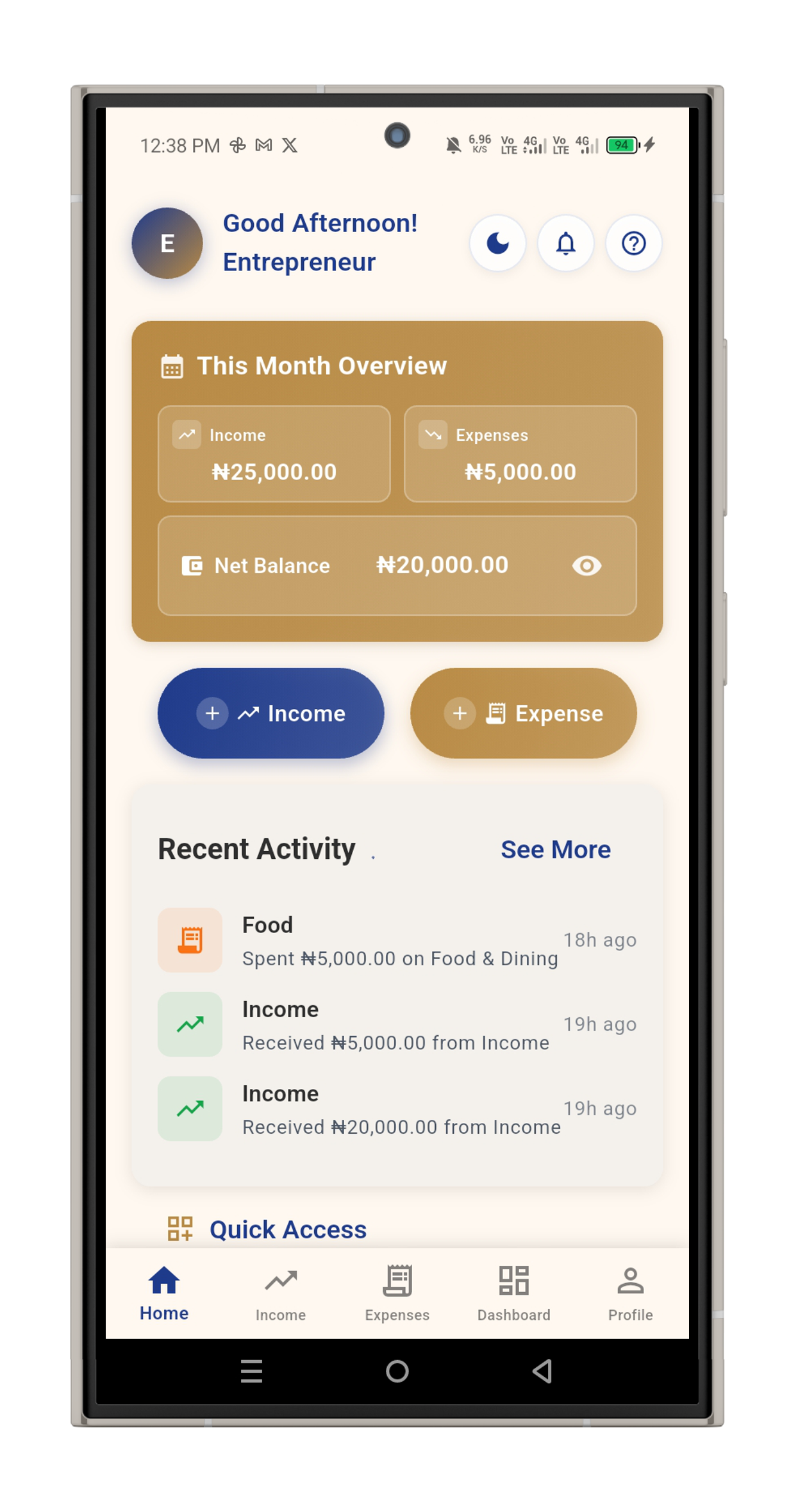 Income & Expense Tracking